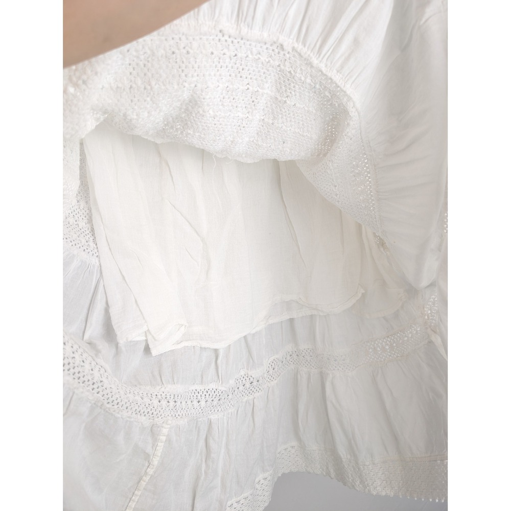 Vintage Y2K Crochet Lace Tiered Maxi Prairie Skirt Size L White Boho Cottagecore - Picture 5 of 9